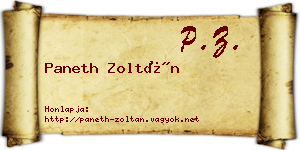 Paneth Zoltán névjegykártya
